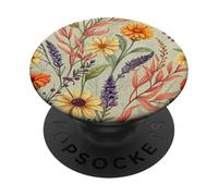 Autumn Botanical Garden in Bloom with Lavender and Daisies PopSockets PopGrip Adesivo