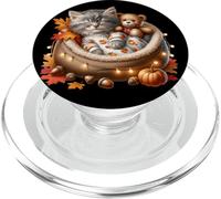 Autumn Cat Graphic For Kitten Mom And Cat Grandma Cute Fall PopSockets PopGrip per MagSafe