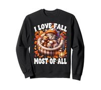 Autumn Cat Graphic for Kitten Mom I Love Fall Most of all Felpa