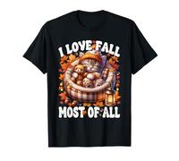 Autumn Cat Graphic for Kitten Mom I Love Fall Most of all Maglietta