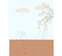 Autumn Cats | Minimalist Aesthetic Composition Notebook: Soft Pastel Cat-Themed School Notebook - 110 Wide-Ruled Pages for Students, Class Notes & Study - Cute & Calm Design for Girls and Teens