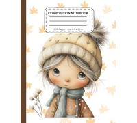 Autumn Composition Notebook for Girls - Cute Fall Bunny and Cozy Girl Cover, Wide Ruled Lined Journal for School, Writing, or Daily Notes | Aesthetic Autumn Leaves Design, 8.5 x 11 Inch, 200 Pages
