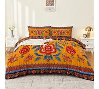 Autumn Copripiumino William Morris Floral Vintagereversibile, 240 x 260 cm policotone set di biancheria microfibra a tema Halloween Arancione e blu