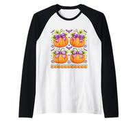 Autumn Coquette Bow Halloween Pumpkins Maglia con Maniche Raglan