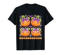 Autumn Coquette Bow Halloween Pumpkins Maglietta