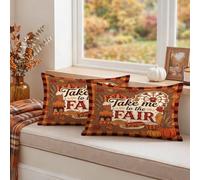 Autumn County Fair - Set di 2 federe per cuscino con ruota panoramica, 30,5 | Federe per cuscini, motivo scozzese rustico, decorazione per la stagione del raccolto, caldi colori autunnali