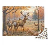 Autumn Deer Herd 1000 Pezzi Autumn Forest Deer Puzzle in Cartoncino Premium Per Adulti Rilassamento Abilità Logica Adolescenti 12-18 Anni Gioco Di Festa Miglior Regalo Per Gli Amanti Dei Puzzle 70x50c