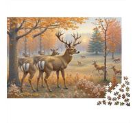 Autumn Deer Herd Colourful Deer Herd 1000 Pieces Jigsaw Puzzles for Adults Fun Activity for Rainy Days 38x26cm/1000pcs