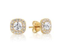 Autumn Enchanted Princess Collection - Orecchini a perno placcati in oro 22 carati per orecchie sensibili, 2,01 carati (per coppia), da 2,01 carati (coppia)