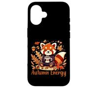 Autumn Energy Red Panda Coffee Fall Design Custodia per iPhone 16