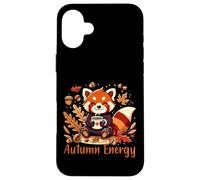 Autumn Energy Red Panda Coffee Fall Design Custodia per iPhone 16 Plus