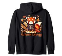 Autumn Energy Red Panda Coffee Fall Design Felpa con Cappuccio