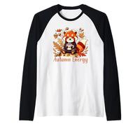 Autumn Energy Red Panda Coffee Fall Design Maglia con Maniche Raglan
