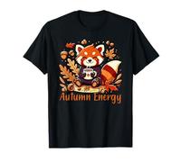 Autumn Energy Red Panda Coffee Fall Design Maglietta