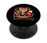 Autumn Energy Red Panda Coffee Fall Design PopSockets PopGrip Adesivo