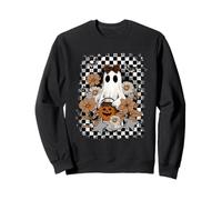 Autumn Fall Ghost Checkered Thanksgiving Design. Woman Felpa