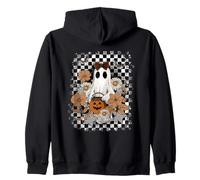 Autumn Fall Ghost Checkered Thanksgiving Design. Woman Felpa con Cappuccio