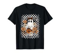 Autumn Fall Ghost Checkered Thanksgiving Design. Woman Maglietta