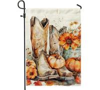 Autumn Fall Western Orange Papaver Flowers Pumpkin Bandiera Da Giardino Resistente Alle Intemperie Bandiere Colore Vivido Flag Per Decorazione Balcone Festival 30X45Cm