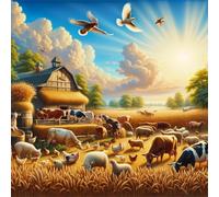 Autumn Farm Diamond Painting Kit for Adults,5D Square Full Drill Farm Animals Diamond Art Kits,DIY Crystal Embroidery Gem Art Picture Craft for Living Room Home Decor 80x80 cm
