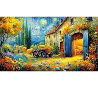 Autumn-farm-scene-with-red-tractor Puzzle 1000 pezzi Estremamente difficile Gioco stimolante Carta riciclata per adulti e bambini di 12 anni in su 38x26/1000 pezzi