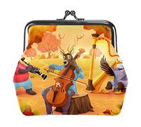 Autumn Forest Animal Music Party Portamonete Portafoglio Borsa Cambio Pouch Regali per Donna Bambini Ragazze Portachiavi