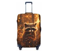 Autumn Forest - Copribagagli da viaggio con procione carino, elastico, per valigie, 45-81 cm, Nero , x-large