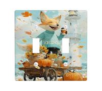 Autumn Fox - Copertura per interruttore della luce, con zucche e girasoli arancioni caldi, piastre da parete in materiale termoplastico, doppia levetta di dimensioni standard