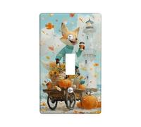 Autumn Fox - Placca di copertura per interruttore della luce, zucche arancioni calde e girasoli, piastre da parete in materiale termoplastico, interruttore singolo di dimensioni standard