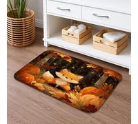Autumn Fox - Tappetino da bagno ad asciugatura rapida, motivo con foglie di animali arancioni, assorbente, antiscivolo, in memory foam, lavabile, per bagno e WC, decorativo, 50 x 81 cm