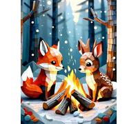 Autumn Fox: Watercolor Forest Grid Notebook: Pastel Fox on Mossy Log - 6×9″, 110 Graph/Grid Pages