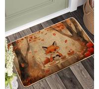 Autumn Fox - Zerbino con foglie arancioni, decorazione rustica, antiscivolo, impermeabile, anti-polvere, facile da pulire, 73,6 x 43,2 cm