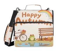 Autumn Frog Rainbow Village 3,8 cm 3 anelli con cerniera borsa raccoglitore con cinghia facile da trasportare documenti borsa per scuola e ufficio