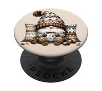 Autumn Gnome For Cold Sweater Weather With Hot Cocoa Mug PopSockets PopGrip Adesivo