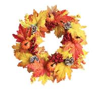 Autumn Halloween Thanksgiving Wreath Pumpkin Maple Leaves Berry Front Door