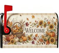 Autumn Harvest - Coperture magnetiche per cassetta postale con citazione di | tema raccolto, involucri per cassette postali, girasoli, cestino intrecciato, stile fattoria, decorazione per portico del