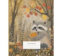 Autumn Harvest Notebook: Dive into the magic of autumn with this delightful notebook featuring a whimsical raccoon holding a pumpkin amidst a forest of colorful leaves and mushrooms.