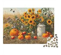 Autumn Harvest Scene Colourful Sunflower Garden 1000 Pcs Jigsaws for Adults The Impossible Challenge Fun Present 70x50cm/1000pcs