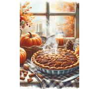 Autumn Kitchen Notebook: College Ruled Journal with Warm Pecan Pie & Cozy Fall Window Scene Cover | 6 x 9 Matte Paperback Notebook for Writing, Notes & Journaling