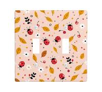 Autumn Ladybug - Placca protettiva per interruttore, motivo foglie rosse e gialle per decorazione da parete, piastre termoplastiche, dimensioni standard, doppio dondolo