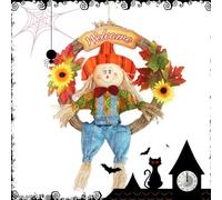 Autumn Leaf Wreath - Fall Decorative Maple Leaf Wreath, Rustic Farmhouse Door Hanger, Artificial Seasonal Decor for Home Party Harvest, Ringraziamento Celebration | Elegant Front Door Decoration for