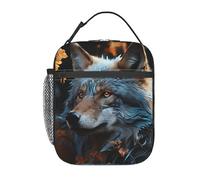 Autumn Leaves And A Wolf Borsa Pranzo A Prova Di Perdite Lunch Bag Isolata Borsa Per Il Pranzo Per Scuola Campeggio Lavoro