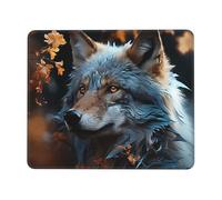 Autumn Leaves And A Wolf Mouse Pad Piccolo Tappetino Scrivania Portatile Mousepad for Accessori Scrivania Laptop Ufficio 25X30Cm