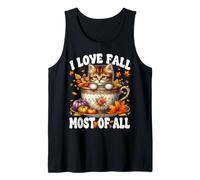Autumn Leaves And Kitten for Cat Mom I Love Fall Most of all Canotta