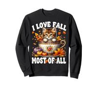 Autumn Leaves And Kitten for Cat Mom I Love Fall Most of all Felpa