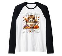 Autumn Leaves And Kitten for Cat Mom I Love Fall Most of all Maglia con Maniche Raglan