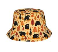 Autumn Leaves Bear Uomo Donna Cappello da Pescatore Pieghevole Cappello da Sole Traspirante Cappelli A Secchiello per Campeggio Viaggi Escursionismo Trekking