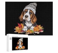 Autumn Leaves - Puzzle Basset Hound per adulti Famiglia Attività Giochi Home Decor Puzzle 300 PCS