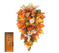 Autumn Maple Front Door Decoration - PVC, Artificial Hanging Fall Maple Swag, Harvest Wreath | Thanksgiving, Halloween, Wall Hanging, Front Door, Home Decor