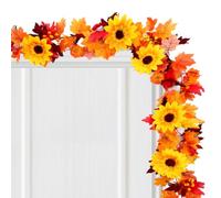 Autumn Maple Leaves Garland - Artificial Fall Foliage Vine,Fall Harvest | Foldable Maple Suspended Wedding Plant Decoration Autumn Garden Decorative Leaves for Balcony, Garden, Terrace, Patio